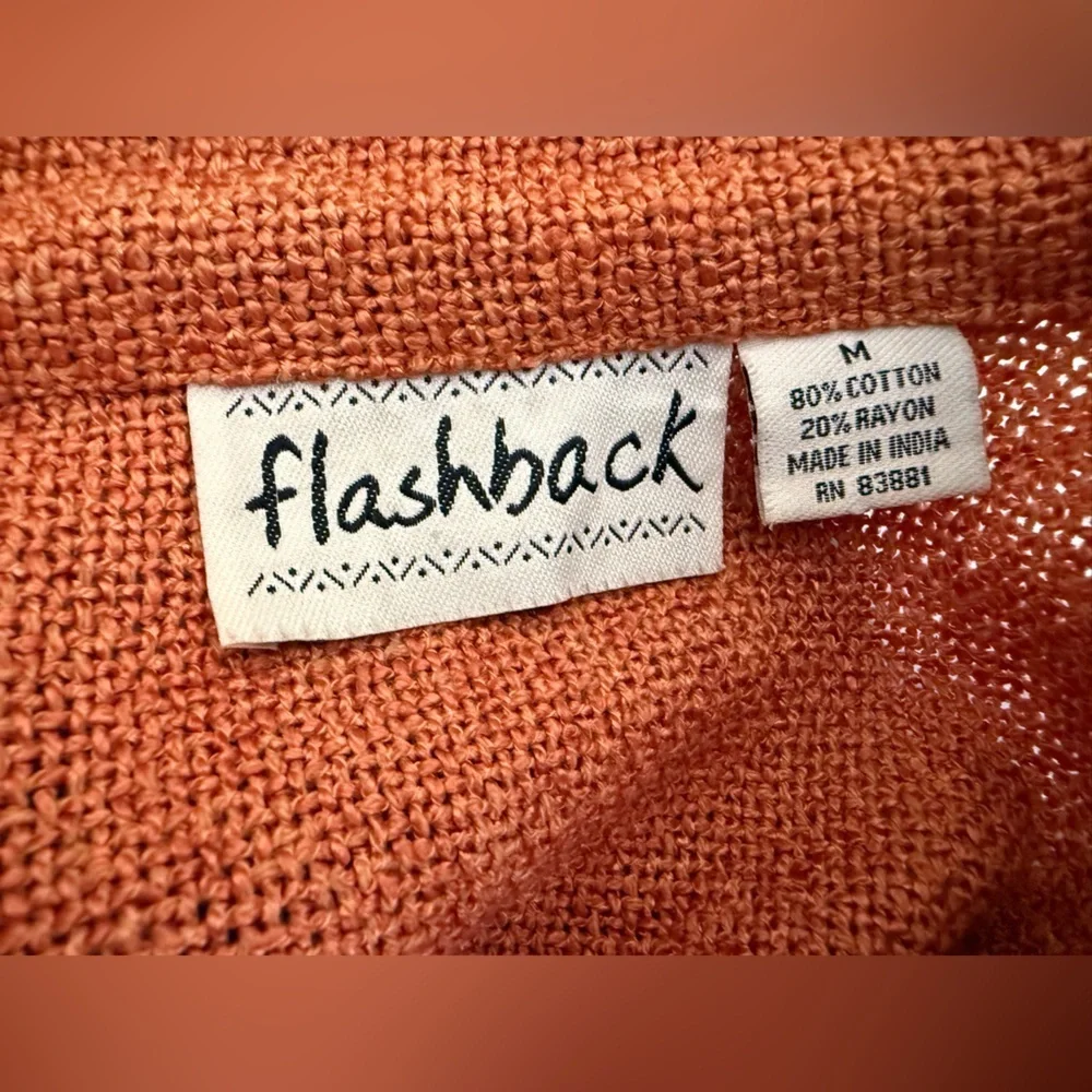 Flashback Orange & Tan Floral Patchwork Vintage Jacket Medium Fringe Boho Burlap